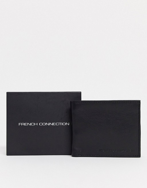 French Connection classic leather bifold wallet in black