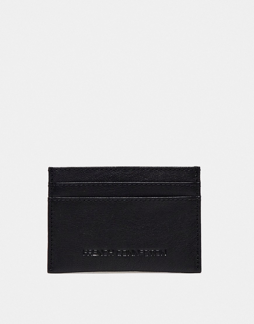 French Connection Classic Leather Bi-fold Metal Bar Wallet In Black