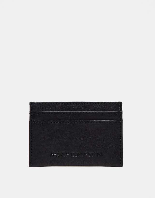 French Connection Classic leather card holder in black