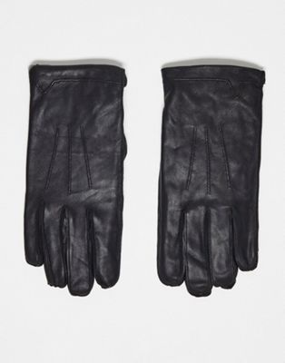 French Connection classic leather gloves in black