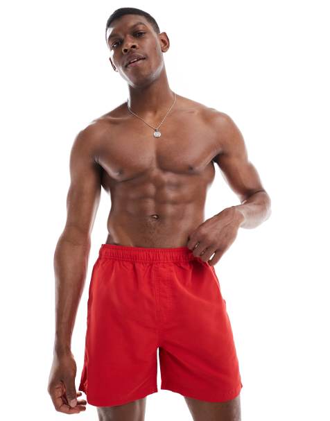 French Connection classic logo swim trunks in red - view 1