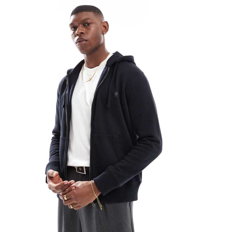 French Connection classic zip up hoodie in navy | ASOS