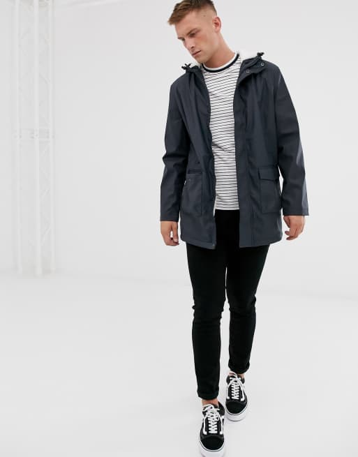 French connection coated store hooded borg lined parka