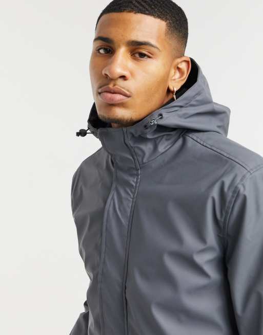 French Connection coated hooded fleece lined parka coat in dark gray | ASOS