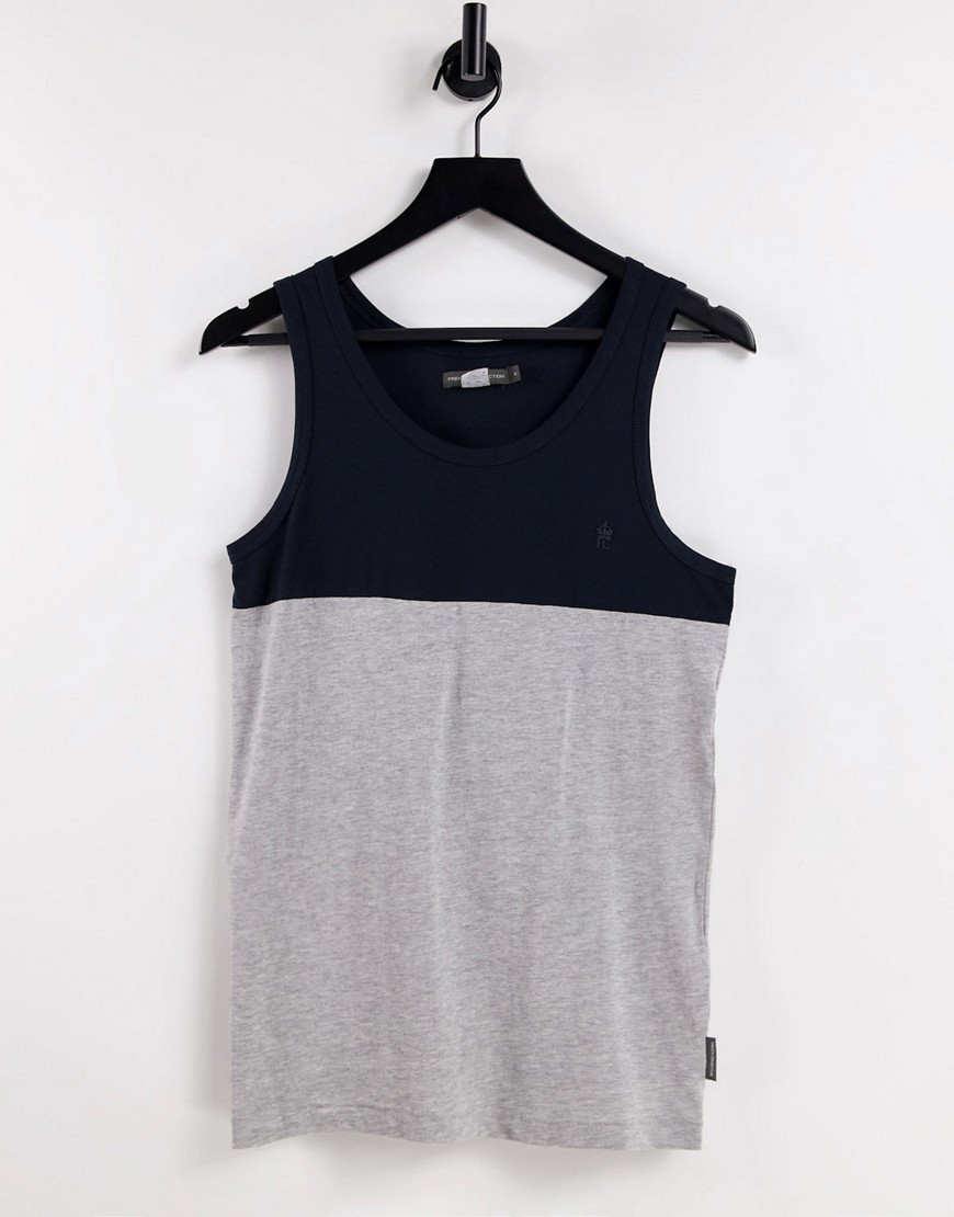 French Connection Color Block Tank In Navy & Light Gray-grey