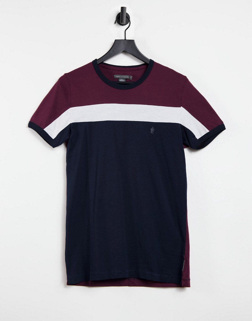 French Connection color blocked t-shirt in navy