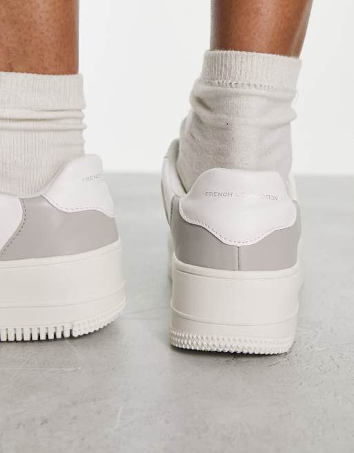 French Connection colour block chunky trainers in grey mix ASOS