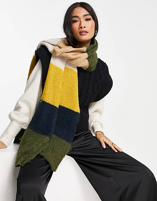 French Connection colour block stripe scarf