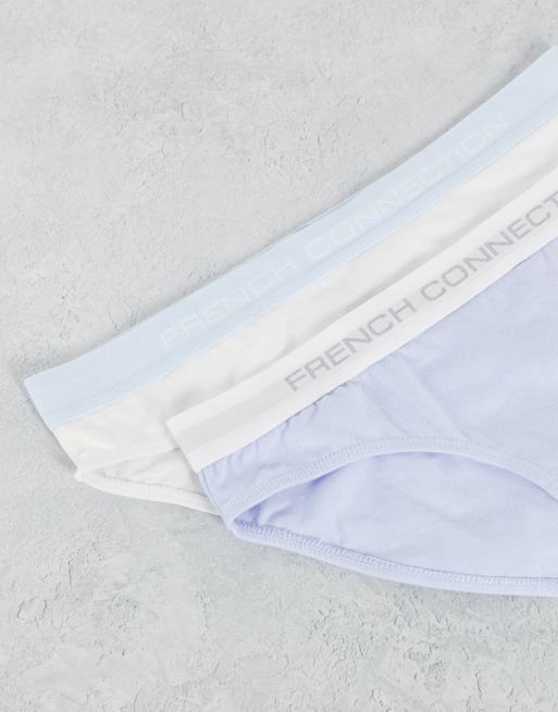 French Connection - Confezione da 2 slip bianchi e blu acqua salata, 4 di 4