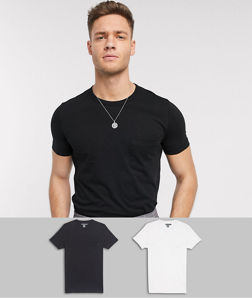 French Connection - Confezione da 2 T-shirt con tasca-Nero