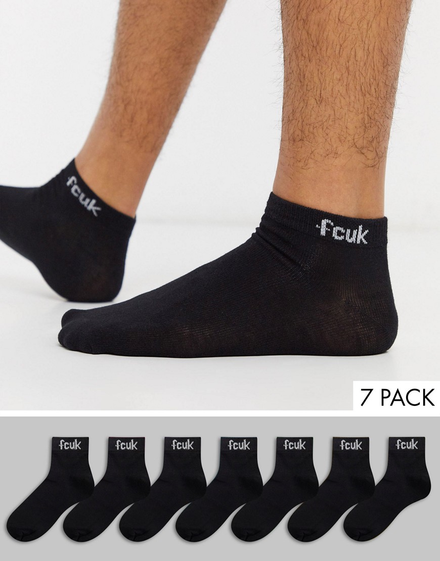 French Connection - Confezione da 7 paia di calzini neri-Nero