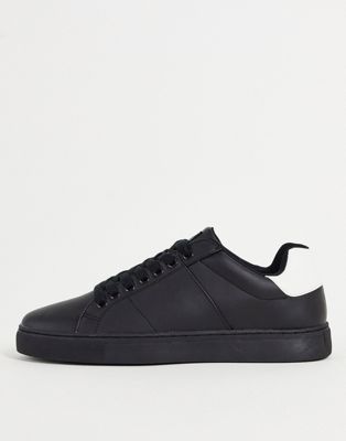 French Connection contrast heel tennis trainers in white black - ASOS Price Checker