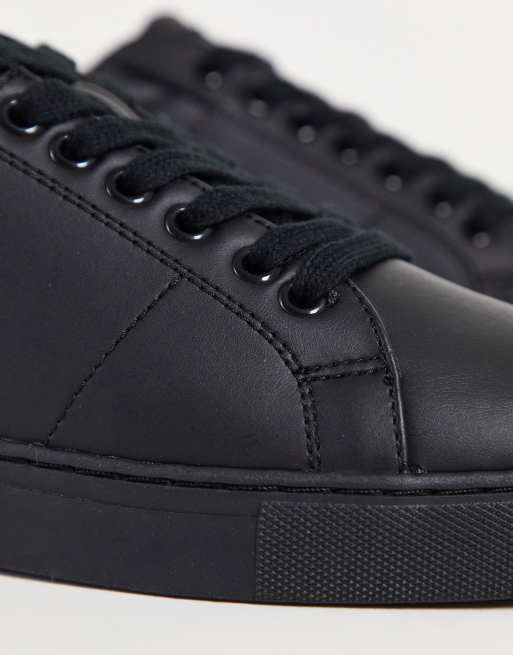 French Connection contrast heel tennis trainers in white black, 4 of 4