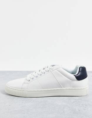 French Connection French Connection contrast heel tennis trainers in white & marine-Multi