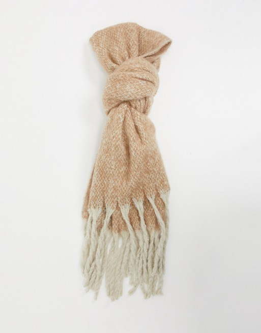 French Connection contrast tassel scarf in beige