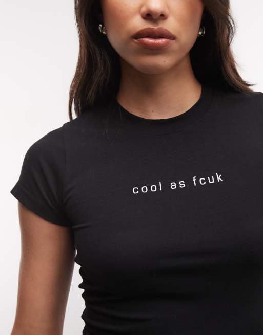 French Connection Cool as FCUK baby tee in black, 3 of 4