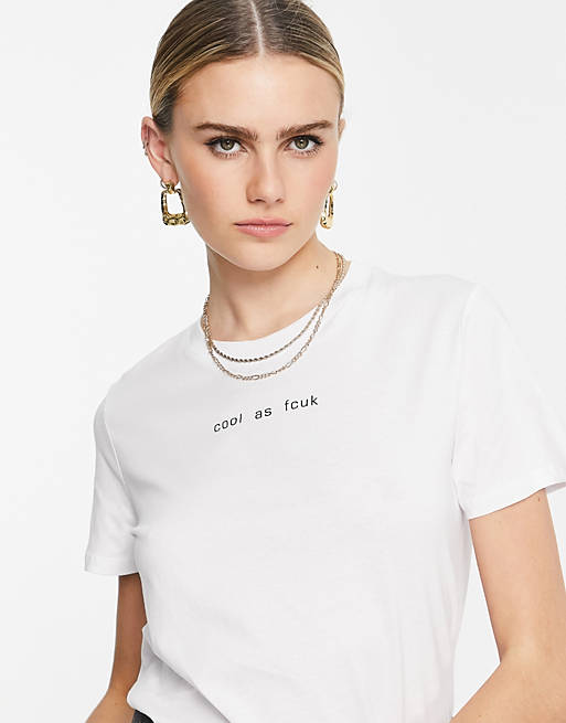 French Connection cool as fcuk jersey t-shirt in white | ASOS