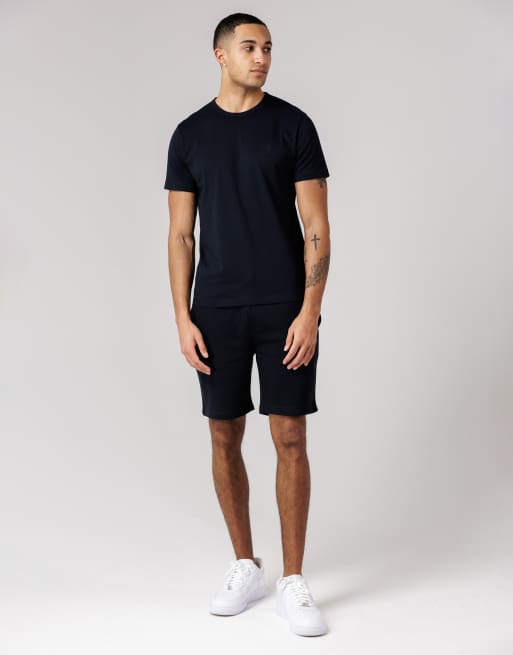 French Connection - Coordinato con T-shirt e pantaloncini in cotone blu navy, 3 di 4
