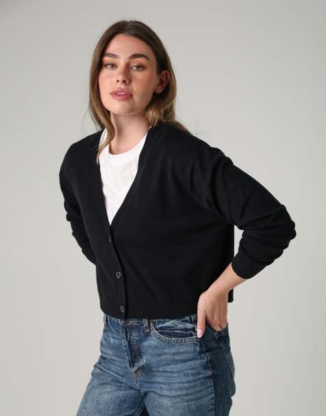 French Connection Cosy button up relaxed fit cardigan in black