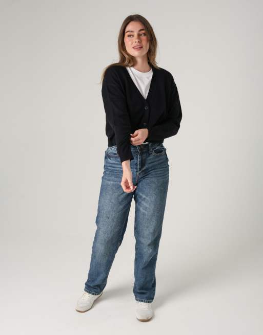 French Connection Cosy button up relaxed fit cardigan in black, 3 of 4