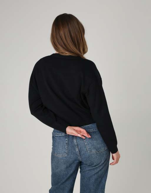 French Connection Cosy button up relaxed fit cardigan in black, 4 of 4