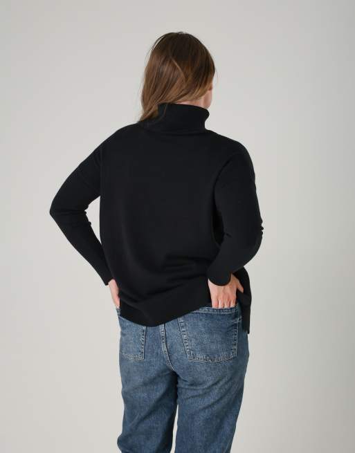 French Connection Cosy ribbed roll neck long sleeve jumper in black, 3 of 4