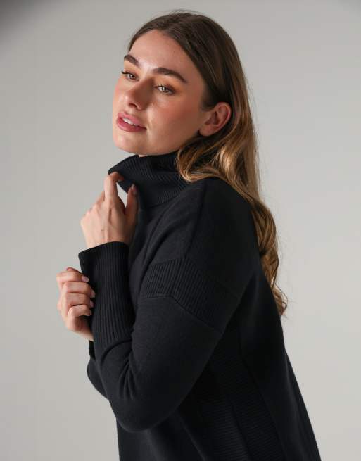 French Connection Cosy ribbed roll neck long sleeve jumper in black, 4 of 4