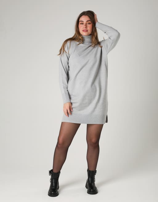 french connection grey dress French Connection Light Grey Melange Knit