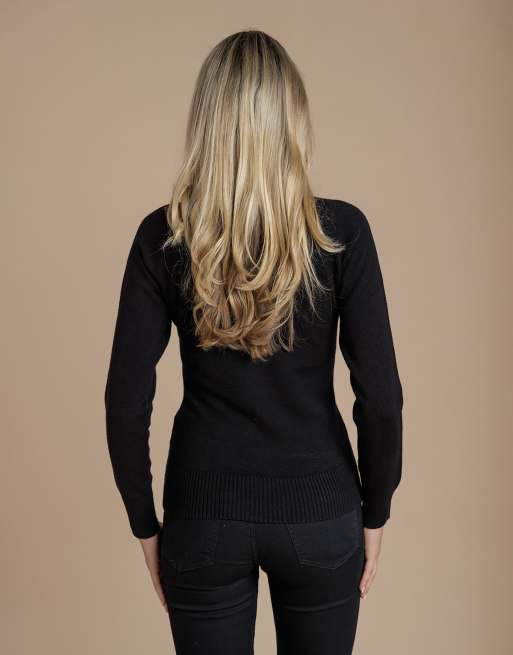 French Connection Cosy soft touch crew neck raglan jumper in black, 2 of 4