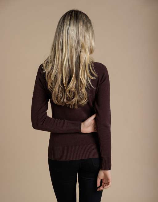 French Connection Cosy soft touch crew neck raglan jumper in brown, 2 of 4