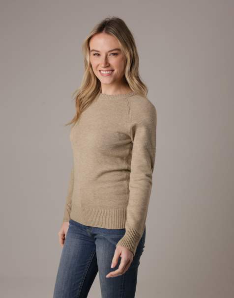 French Connection Cosy soft touch crew neck raglan jumper in camel