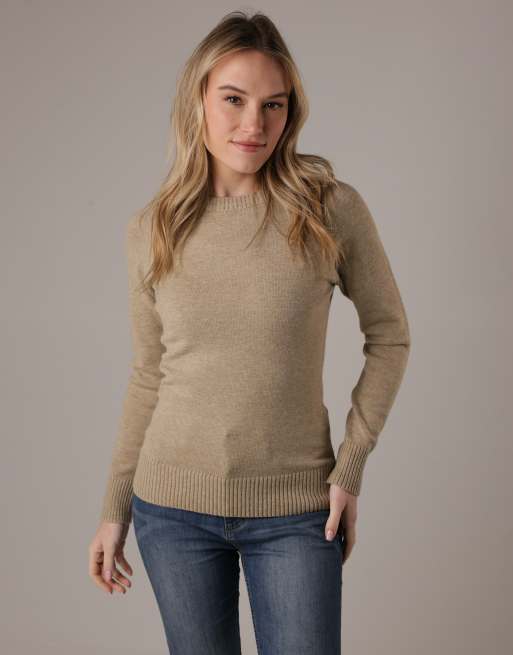 French Connection Cosy soft touch crew neck raglan jumper in camel, 2 of 4