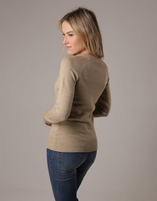 French Connection Cosy soft touch crew neck raglan jumper in camel, 4 of 4