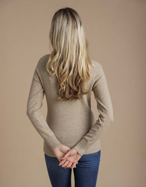 French Connection Cosy soft touch crew neck raglan jumper in camel, 2 of 4