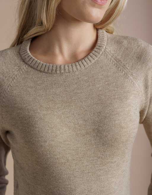 French Connection Cosy soft touch crew neck raglan jumper in camel, 4 of 4