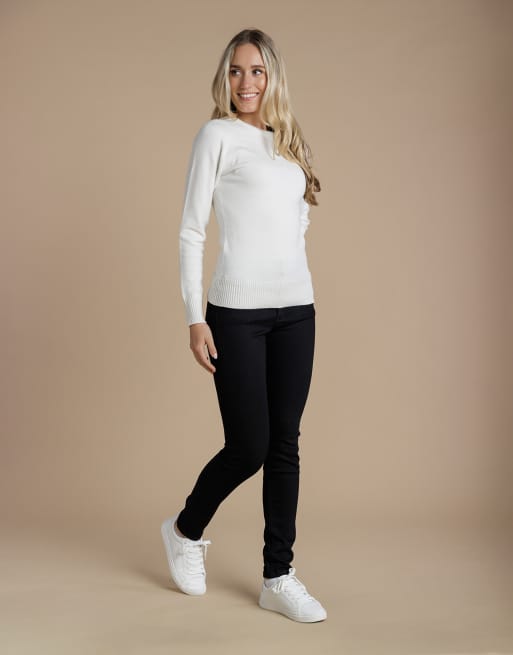 French Connection Cosy soft touch crew neck raglan jumper in white, 4 of 4