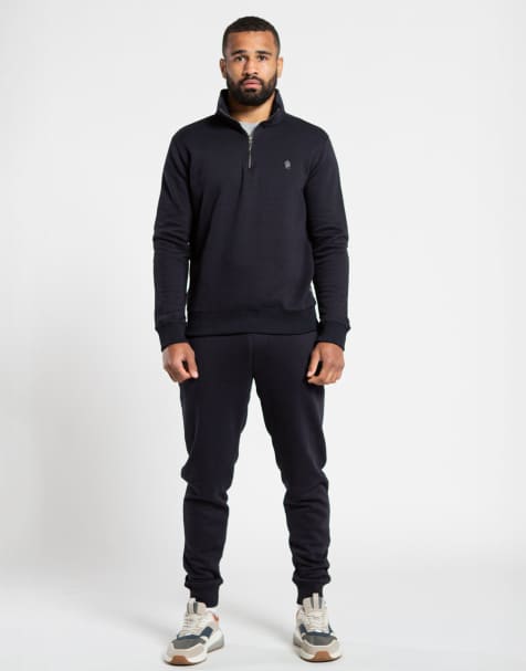 French Connection Cotton blend 1/2 zip jumper and jogger tracksuit co-ord in navy - view 1
