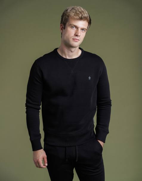 French Connection Cotton blend crew neck sweatshirt in black - view 1
