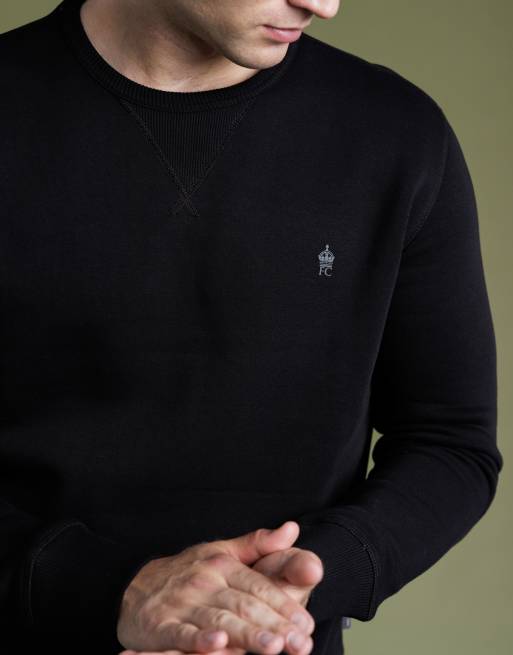 French Connection Cotton blend crew neck sweatshirt in black, 4 of 4