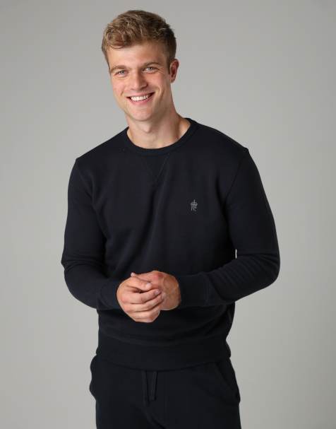 French Connection Cotton blend crew neck sweatshirt in navy - view 1