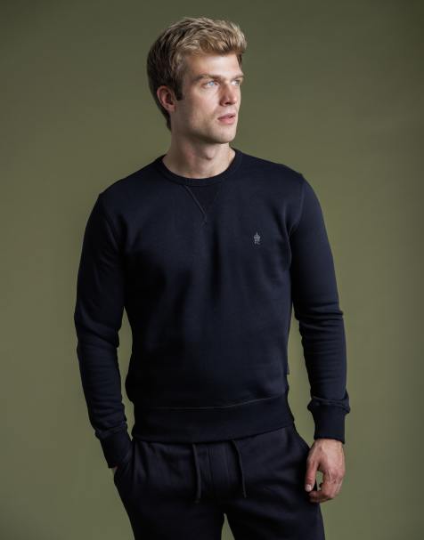 French Connection Cotton blend crew neck sweatshirt in navy - view 1