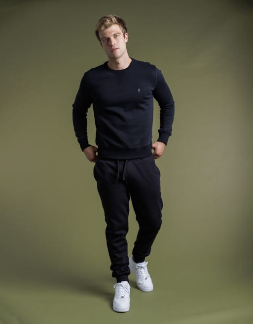 French Connection Cotton blend crew neck sweatshirt in navy, 3 of 4