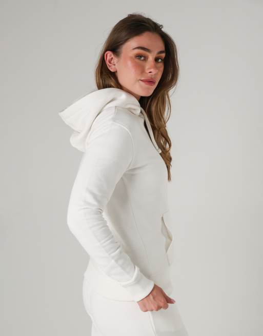French Connection Cotton blend drawcord kangaroo pocket hoody in ivory, 2 of 3