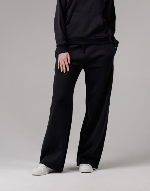 French Connection Cotton blend elasticated wide leg joggers in black, 4 of 4