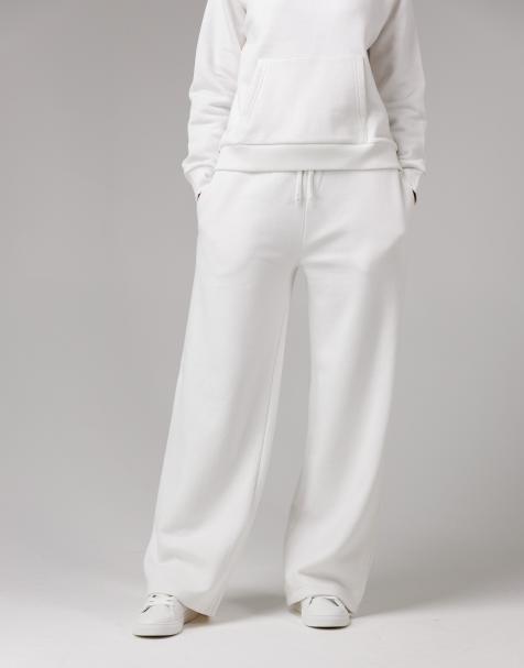 French Connection Cotton blend elasticated wide leg joggers in ivory - view 1
