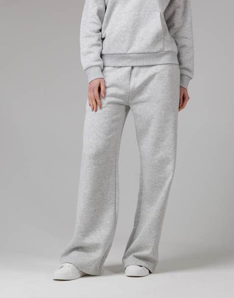 French Connection Cotton blend elasticated wide leg joggers in light grey - view 1