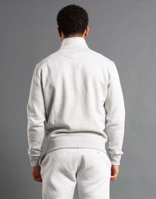 French Connection Cotton blend funnel neck zip jumper in light grey, 3 of 4