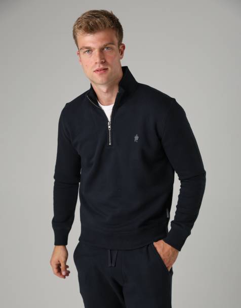 French Connection Cotton blend half-zip jumper in navy
