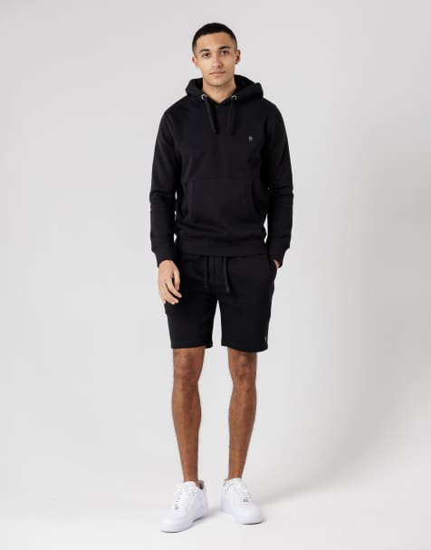 French Connection Cotton blend hoody and shorts co ord set in black - view 1