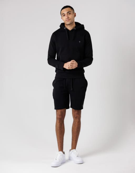 French Connection Cotton blend hoody and shorts co ord set in black, 3 of 4